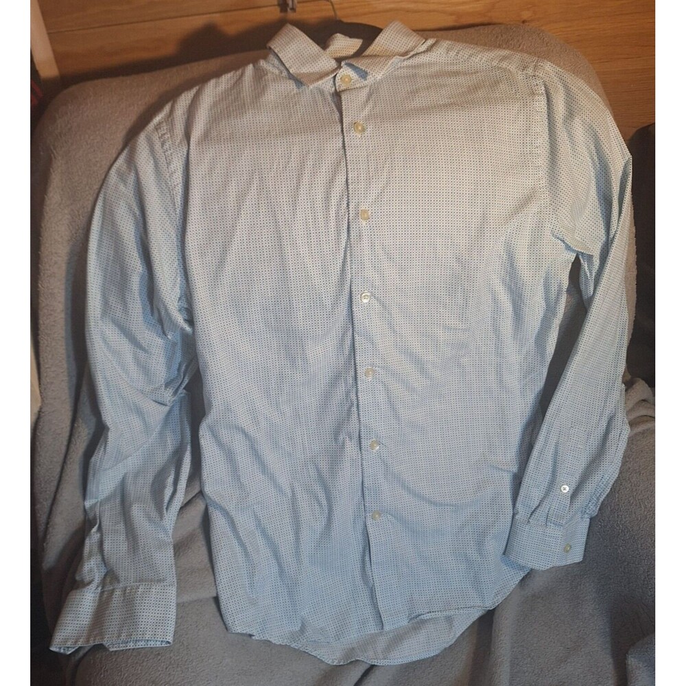 Express Men's Blue/Green Sm Square Pattern Button Down Dress Shirt Size M